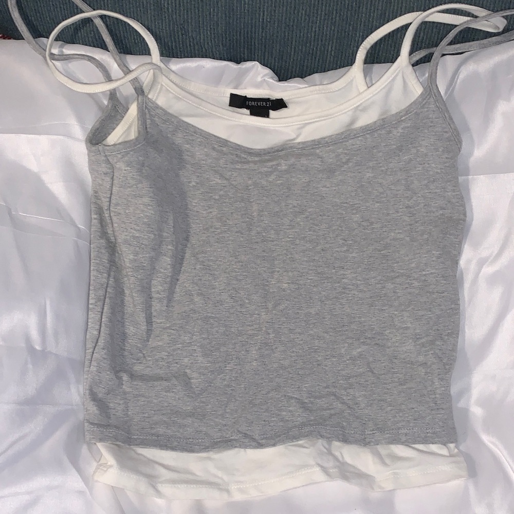 Forever 21 Gray and White Layered Camisole